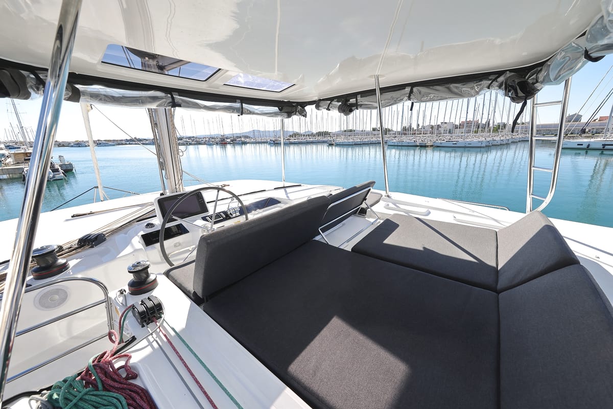 Cockpit of Magic Dream, a Lagoon 46 catamaran at Općina Sukošan, Croatia