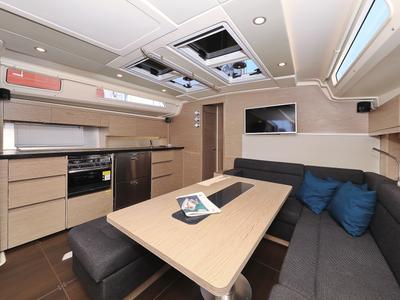 Galley of Attraction, a Hanse Yachts Hanse 508 sailboat at Seget Donji, Croatia