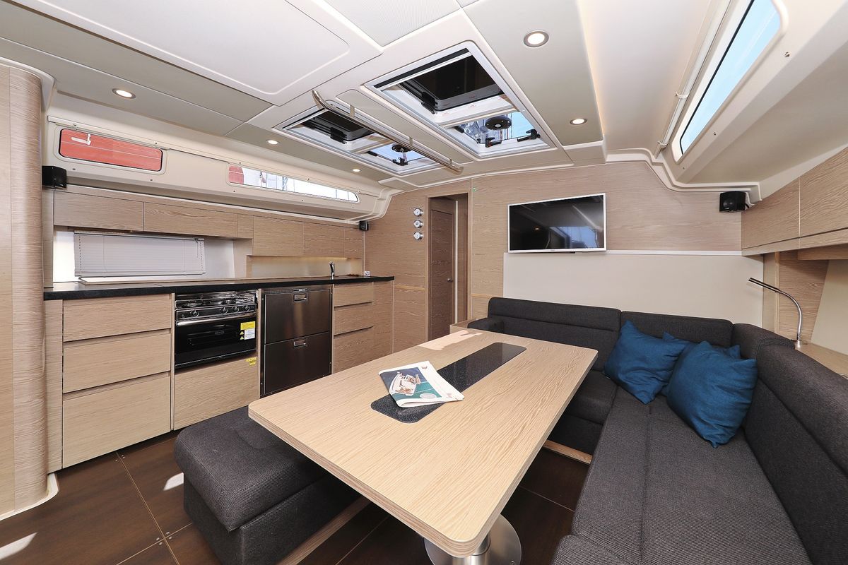 Galley of Attraction, a Hanse Yachts Hanse 508 sailboat at Seget Donji, Croatia