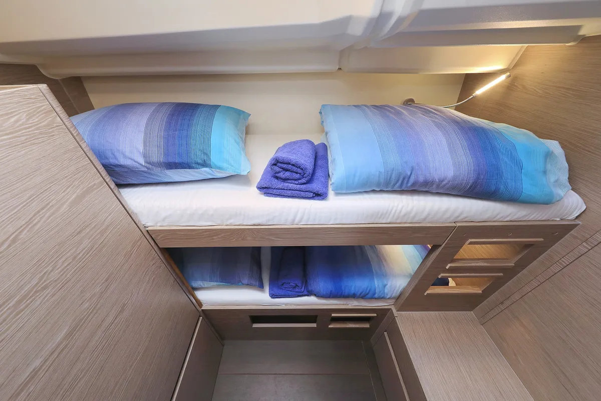 Cabin on Attraction, a Hanse Yachts Hanse 508 sailboat at Seget Donji, Croatia