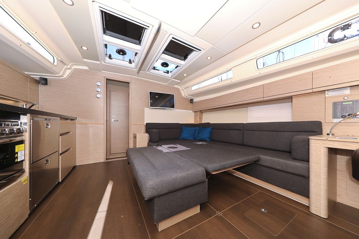 Salon of Attraction, a Hanse Yachts Hanse 508 sailboat at Seget Donji, Croatia