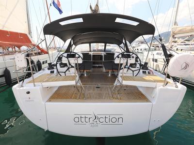 Cockpit of Attraction, a Hanse Yachts Hanse 508 sailboat at Seget Donji, Croatia