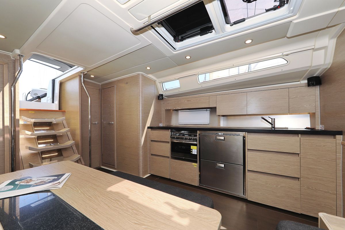 Galley of Attraction, a Hanse Yachts Hanse 508 sailboat at Seget Donji, Croatia