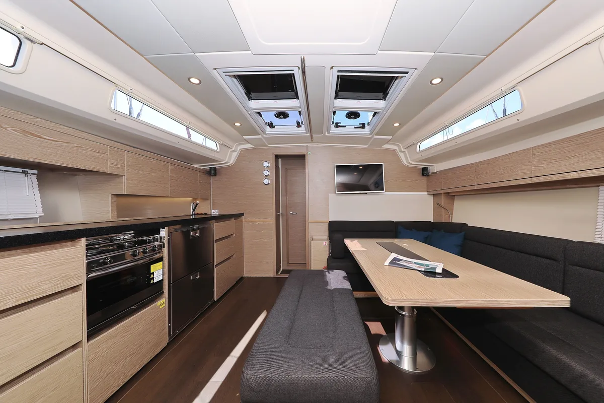 Salon of Attraction, a Hanse Yachts Hanse 508 sailboat at Seget Donji, Croatia