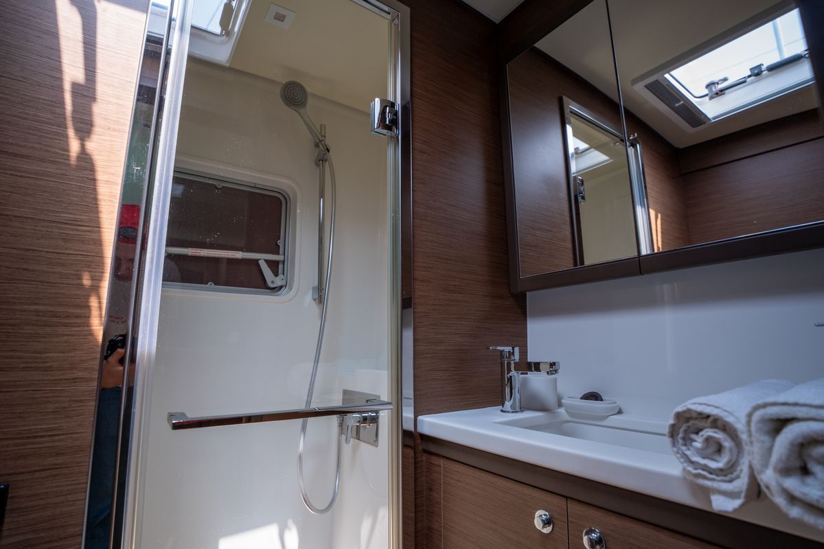 Head on SAILUXE - Fichissimo, a Lagoon 52F catamaran at Capo d'Orlando, Italy