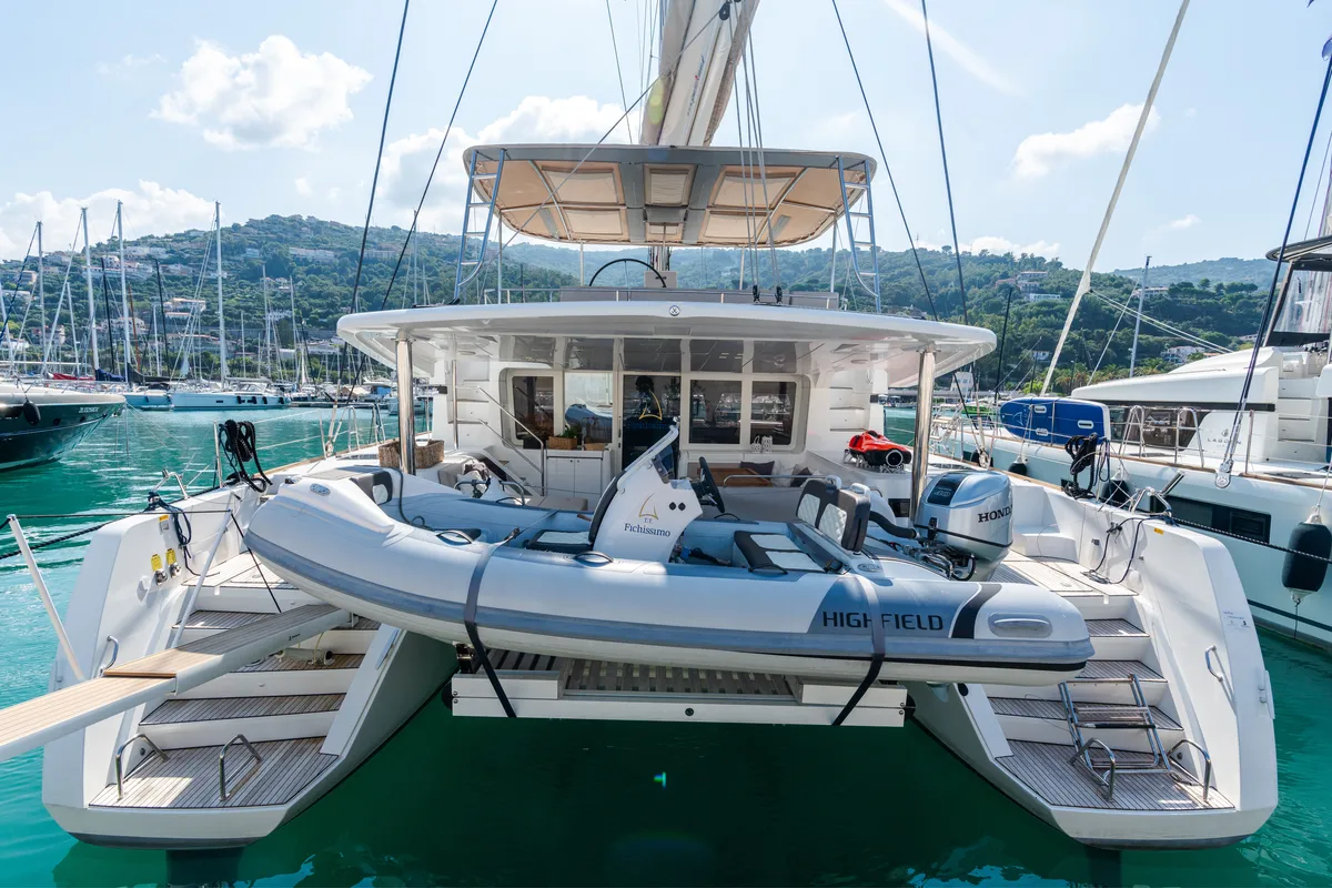 Exterior view of SAILUXE - Fichissimo, a Lagoon 52F catamaran at Capo d'Orlando, Italy