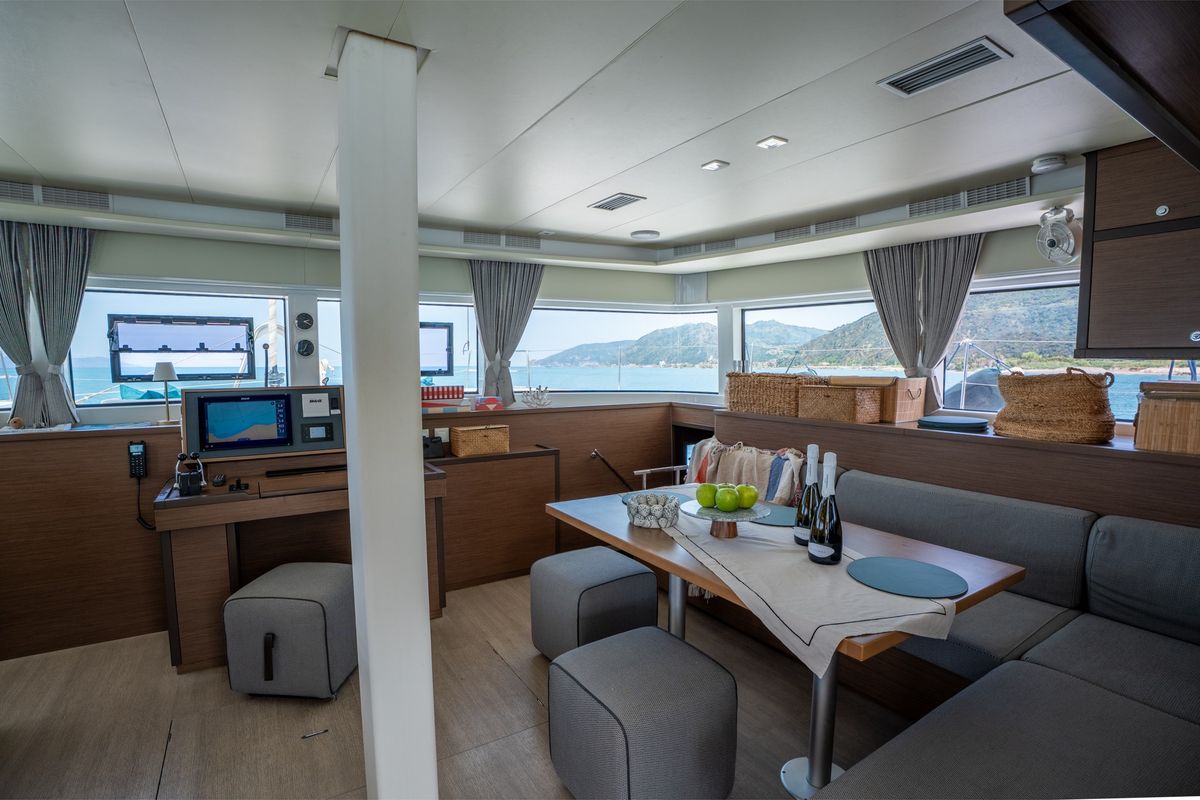 Salon of SAILUXE - Fichissimo, a Lagoon 52F catamaran at Capo d'Orlando, Italy