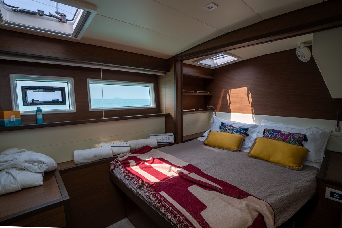 Cabin on SAILUXE - Fichissimo, a Lagoon 52F catamaran at Capo d'Orlando, Italy