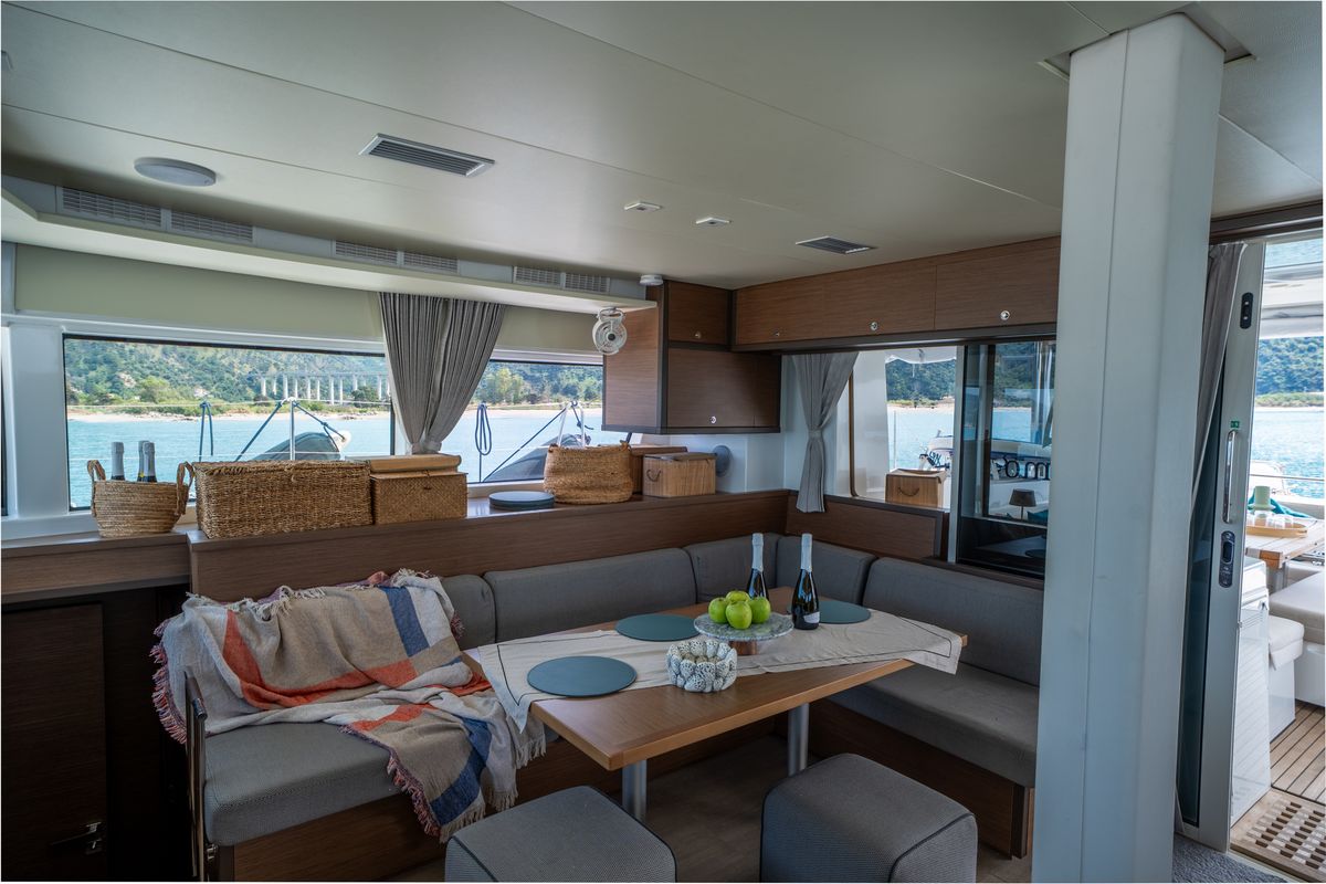 Salon of SAILUXE - Fichissimo, a Lagoon 52F catamaran at Capo d'Orlando, Italy