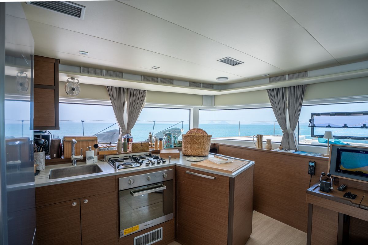 Galley of SAILUXE - Fichissimo, a Lagoon 52F catamaran at Capo d'Orlando, Italy