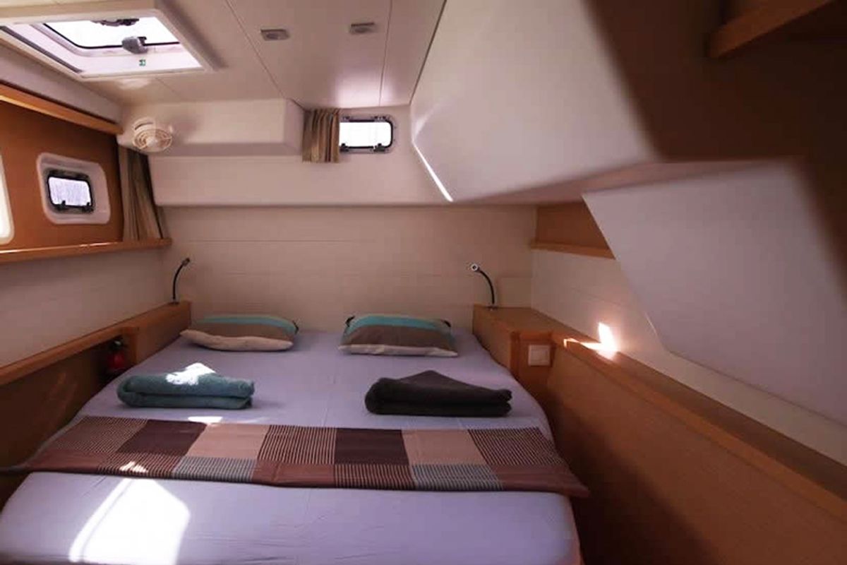 Cabin on Amelia, a Lagoon 450 catamaran at Athens, Greece