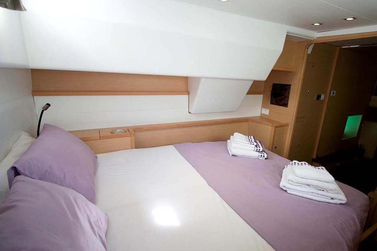 Head on Amelia, a Lagoon 450 catamaran at Athens, Greece