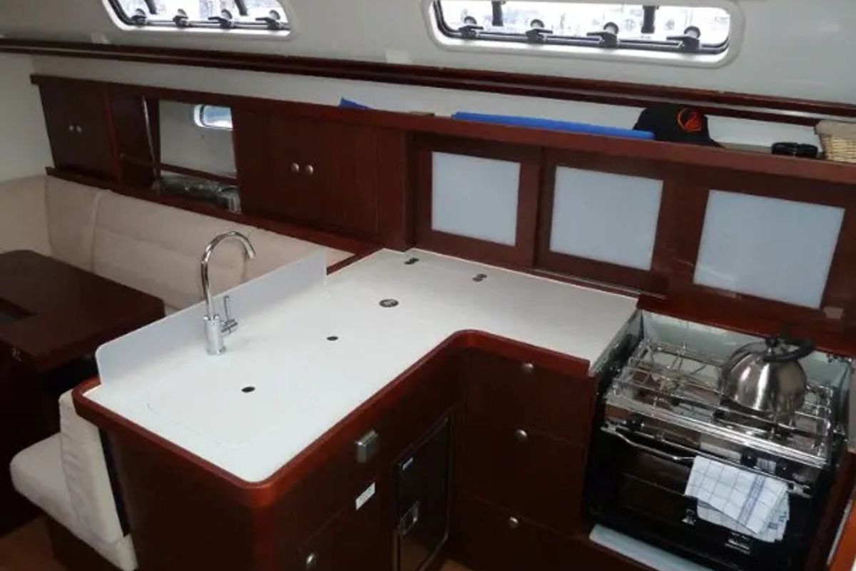 Galley of Baba Yaga, a Hanse Yachts Hanse 375 sailboat at Marmaris, Turkey
