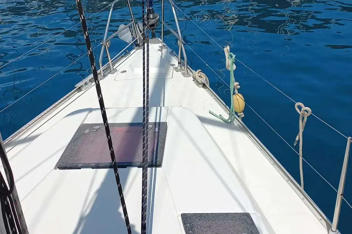 Deck of Baba Yaga, a Hanse Yachts Hanse 375 sailboat at Marmaris, Turkey