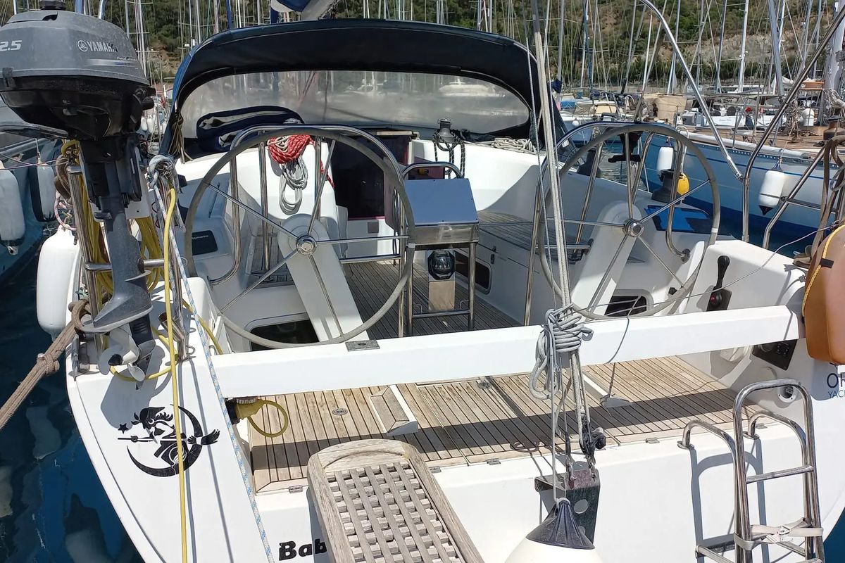 Cockpit of Baba Yaga, a Hanse Yachts Hanse 375 sailboat at Marmaris, Turkey