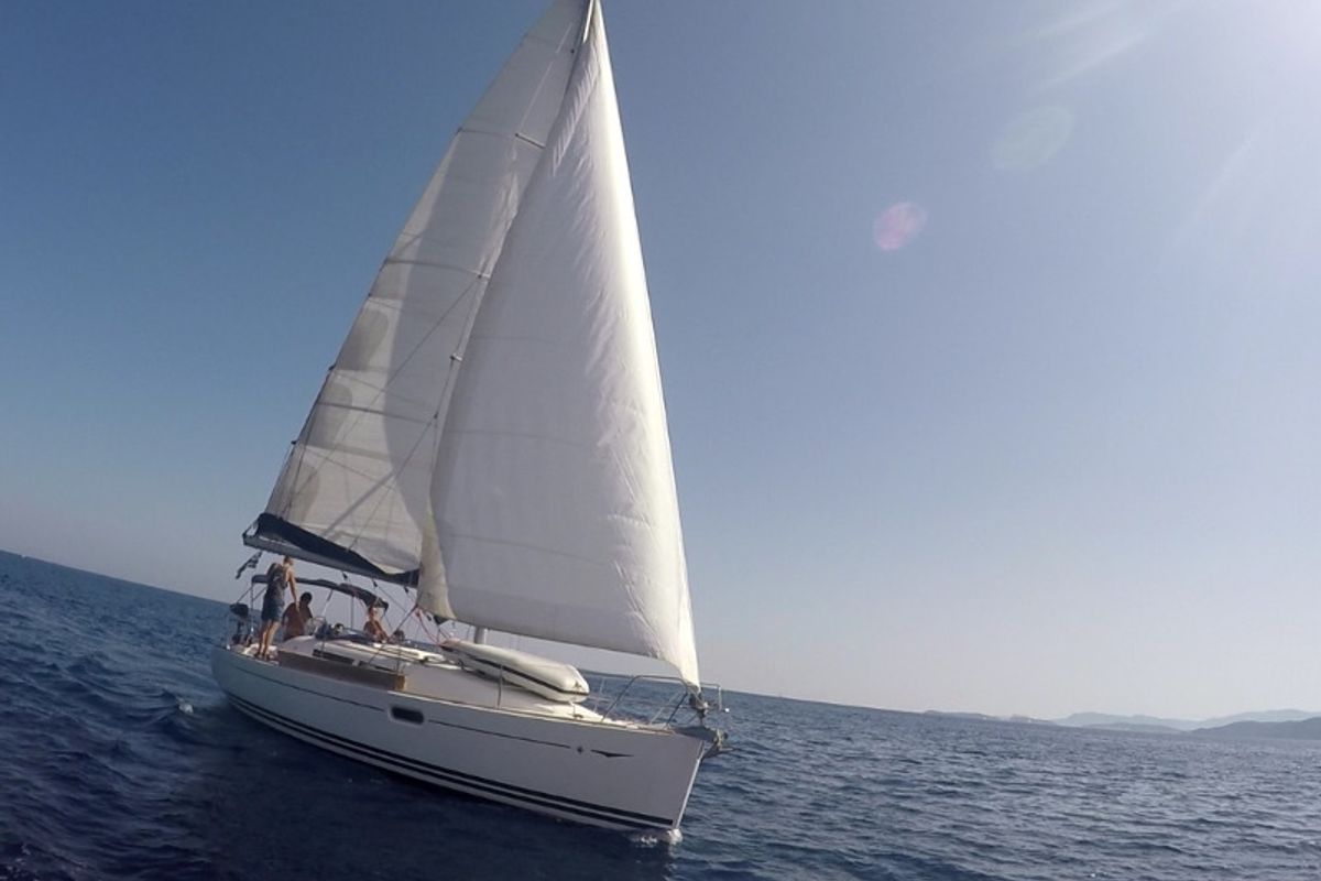 Exterior view of Formica, a Jeanneau Sun Odyssey 36i sailboat at Preveza, Greece