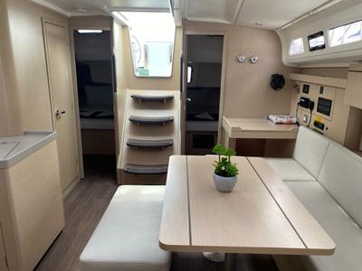 Salon of Karma, a Beneteau Oceanis 40.1 sailboat at Olbia, Italy