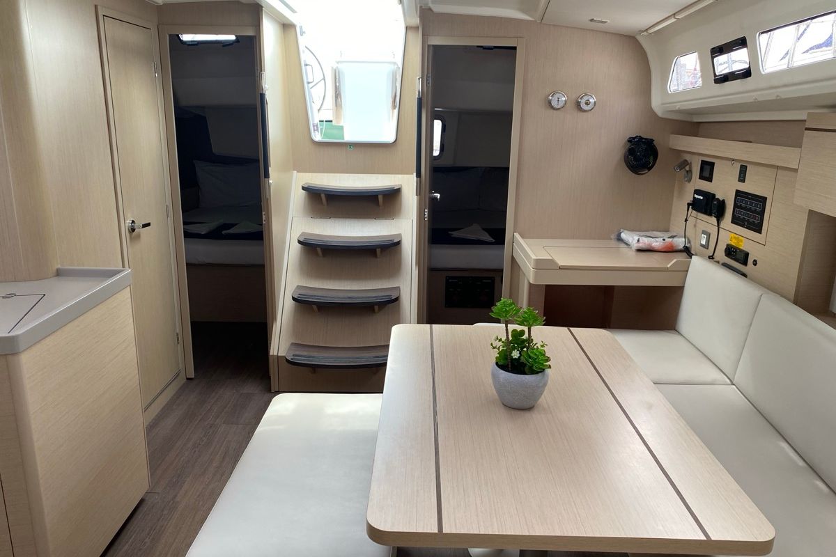 Salon of Karma, a Beneteau Oceanis 40.1 sailboat at Olbia, Italy