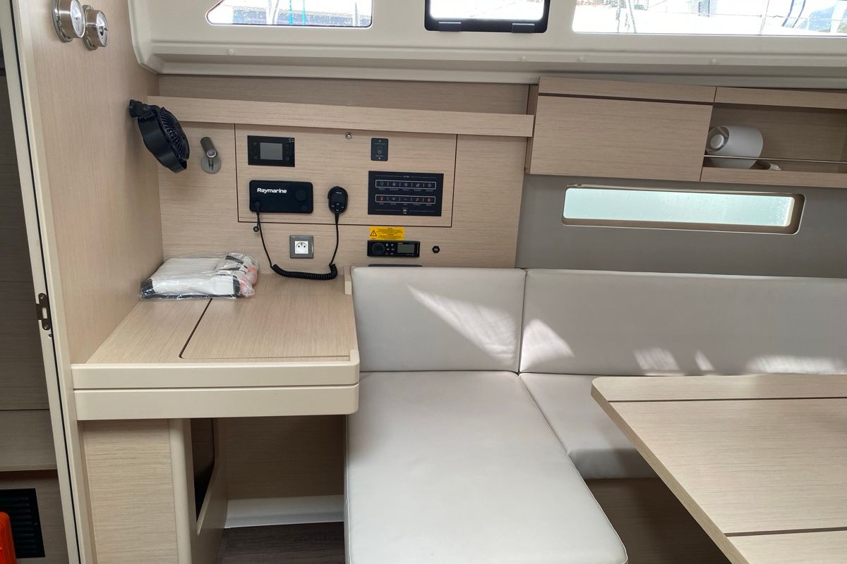 Salon of Karma, a Beneteau Oceanis 40.1 sailboat at Olbia, Italy