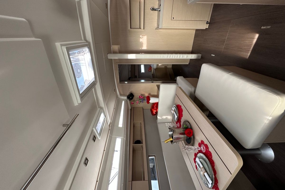 Salon of Karma, a Beneteau Oceanis 40.1 sailboat at Olbia, Italy