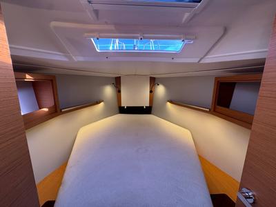 Cabin on Rhapsody, a Dufour 37 sailboat at La Rochelle, France