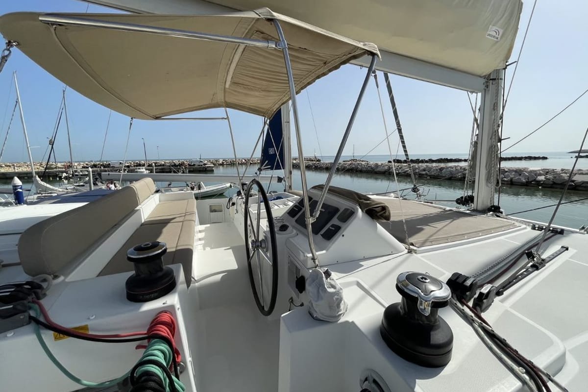 Salon of Zia Nella, a Lagoon 450 Fly catamaran at Grad Vis, Croatia