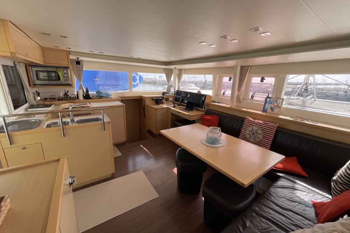 Salon of Zia Nella, a Lagoon 450 Fly catamaran at Grad Vis, Croatia