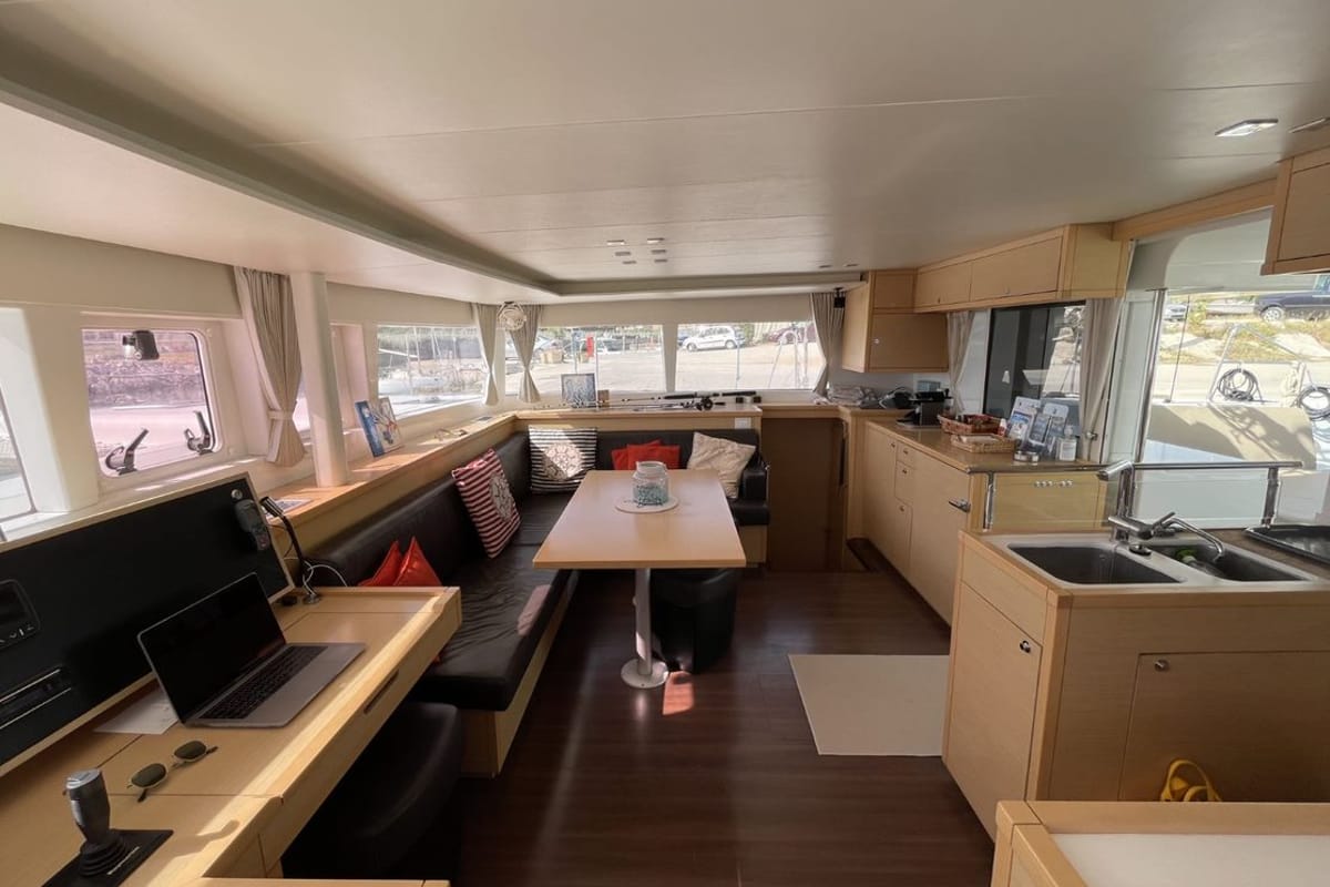 Salon of Zia Nella, a Lagoon 450 Fly catamaran at Grad Vis, Croatia