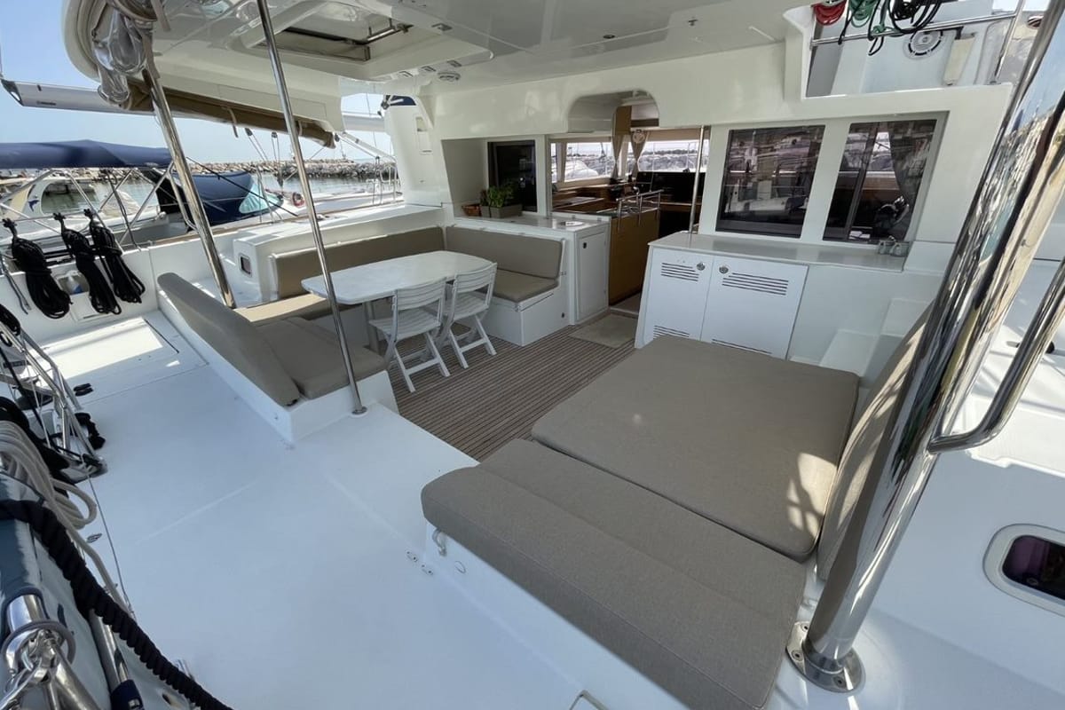 Salon of Zia Nella, a Lagoon 450 Fly catamaran at Grad Vis, Croatia