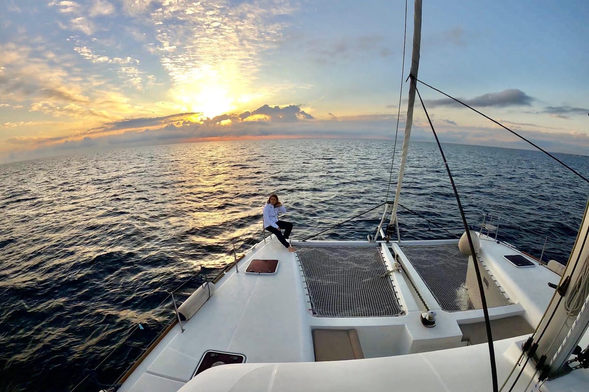 Deck of Zia Nella, a Lagoon 450 Fly catamaran at Grad Vis, Croatia
