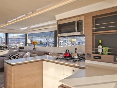 Galley of Rapscallion, a Lagoon 46 OW catamaran at Seychelles, Eden Island Marina, Seychelles