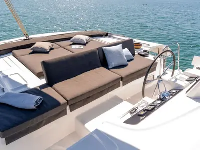 Cockpit of Rapscallion, a Lagoon 46 OW catamaran at Seychelles, Eden Island Marina, Seychelles