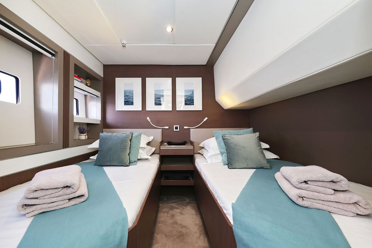 Cabin on Marea I, a Bali 5.4 catamaran at Grad Kaštela, Croatia