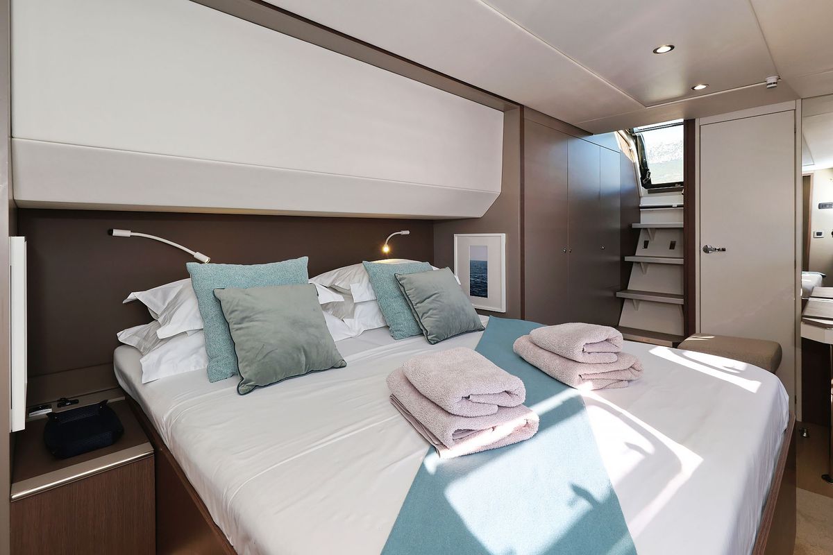 Cabin on Marea I, a Bali 5.4 catamaran at Grad Kaštela, Croatia
