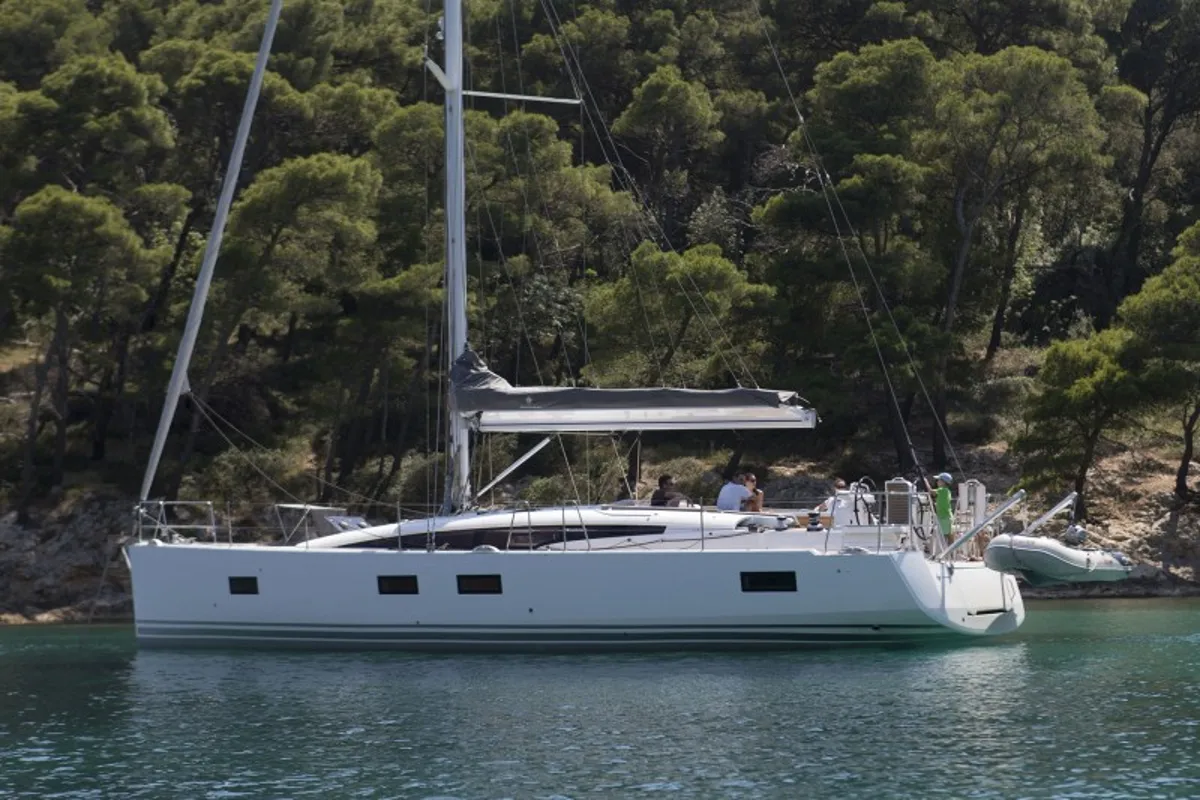 Exterior view of Il Sole, a Jeanneau 54 sailboat at Volos Municipality, Greece