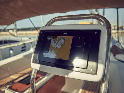 Cockpit of Six Friends, a Elan Impression 45 sailboat at Grad Pula, Croatia