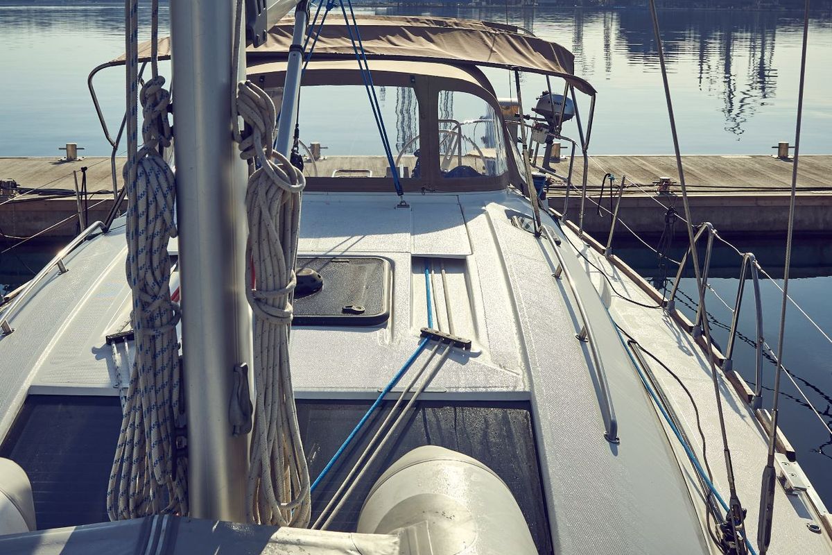 Deck of Six Friends, a Elan Impression 45 sailboat at Grad Pula, Croatia