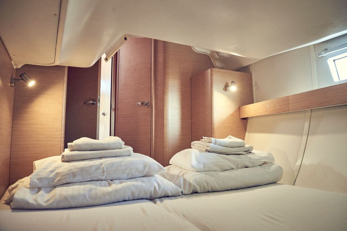 Cabin on Six Friends, a Elan Impression 45 sailboat at Grad Pula, Croatia