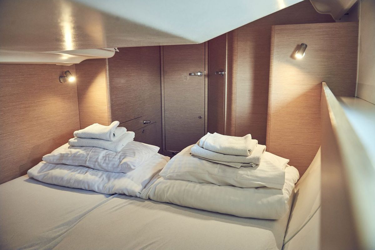 Cabin on Six Friends, a Elan Impression 45 sailboat at Grad Pula, Croatia