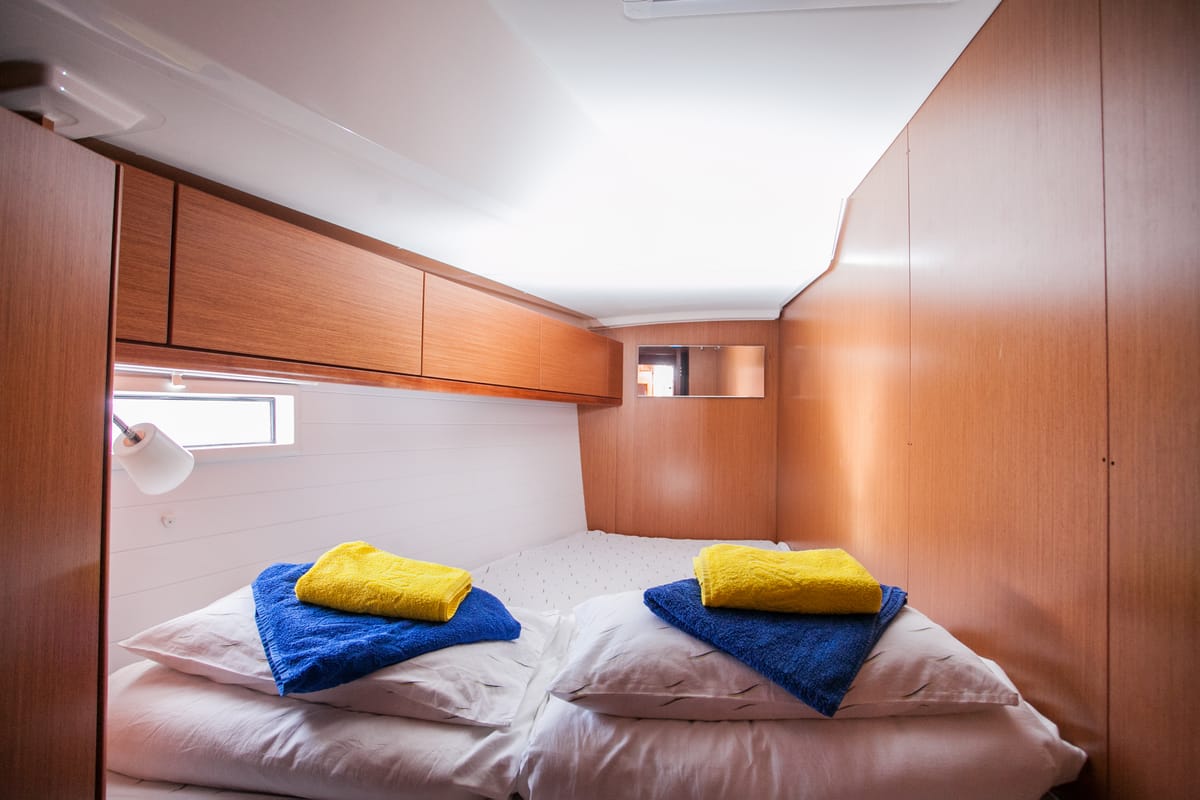 Cabin on Lovro, a Bavaria Cruiser 46 sailboat at Split, Croatia