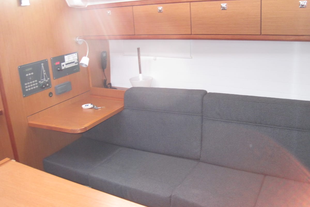 Salon of Fiamma, a Bavaria Cruiser 37 sailboat at Capo d'Orlando, Italy