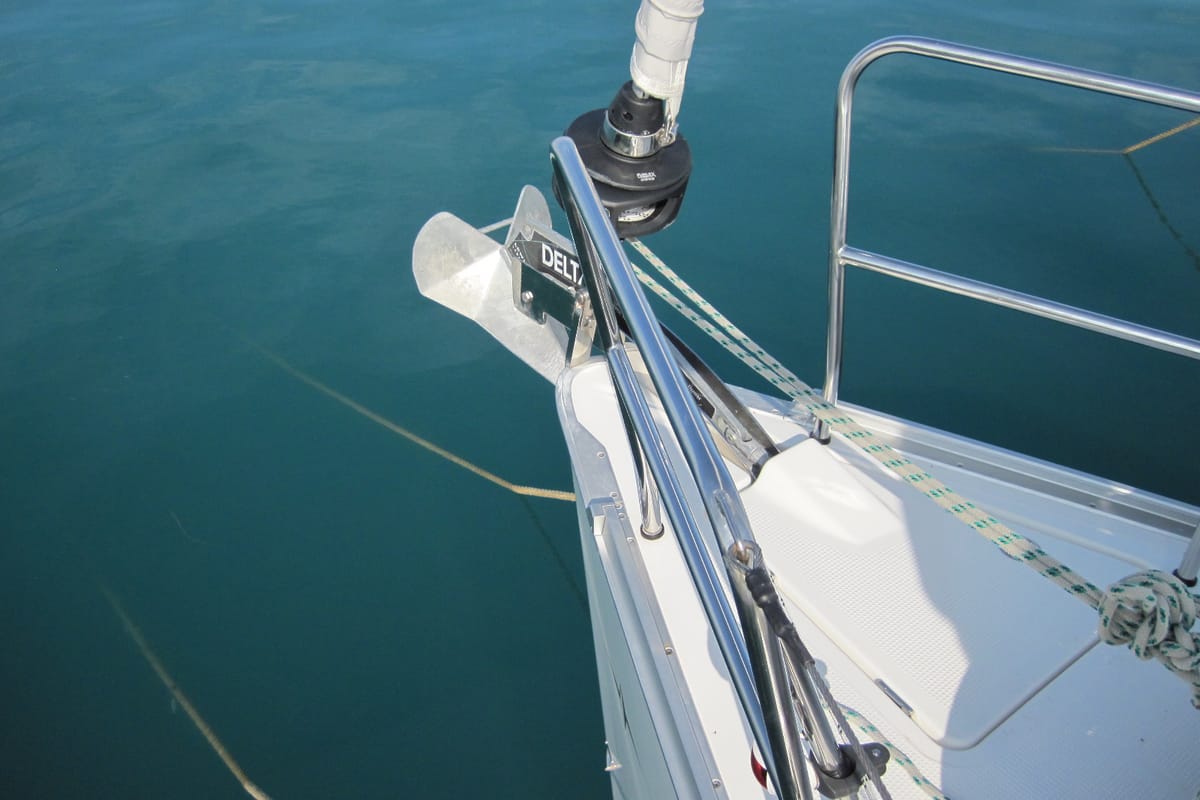 Deck of Fiamma, a Bavaria Cruiser 37 sailboat at Capo d'Orlando, Italy