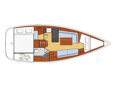 Floor plan of Jylair, a Beneteau Oceanis 31 sailboat at Port Navalo, France
