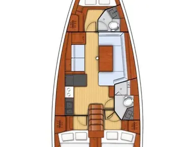 Floor plan of Oriole, a Beneteau Oceanis 41.1 sailboat at Pirovac, Croatia