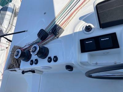 Cockpit of Star of the Seas IV, a Lagoon 46 catamaran at Alameda, United States