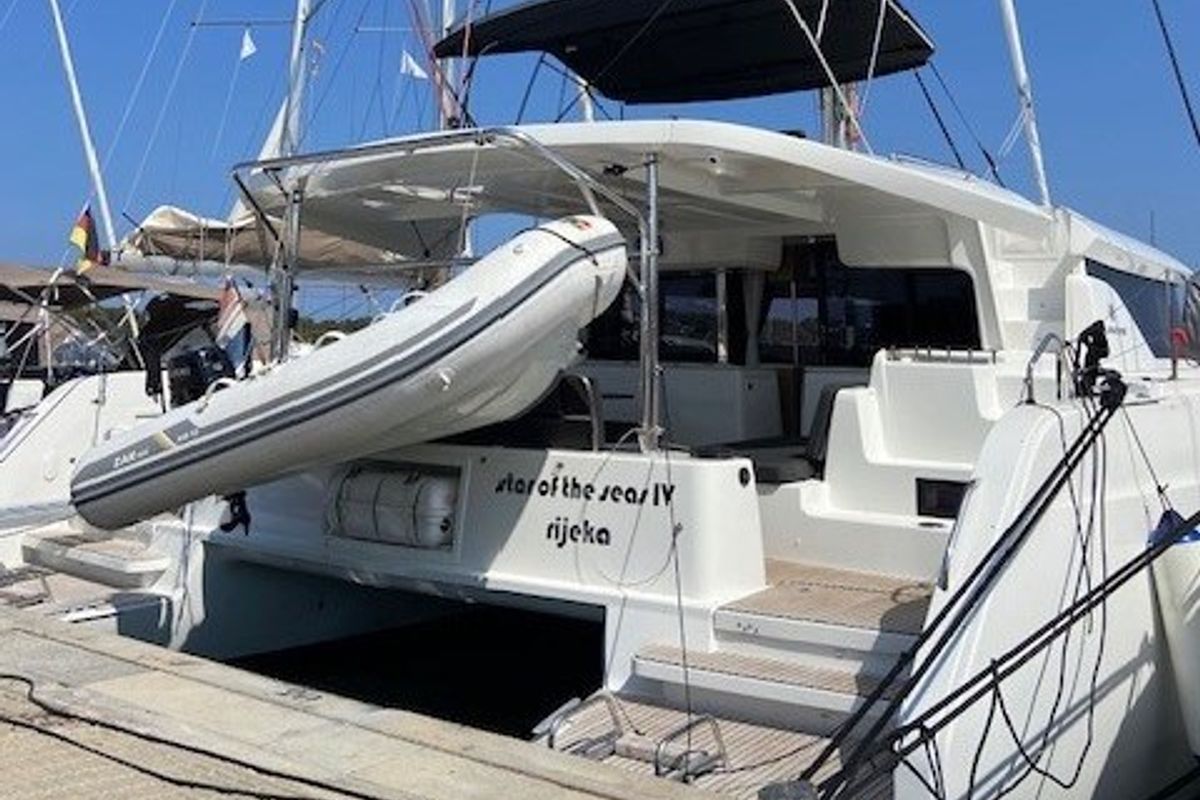 Exterior view of Star of the Seas IV, a Lagoon 46 catamaran at Alameda, United States
