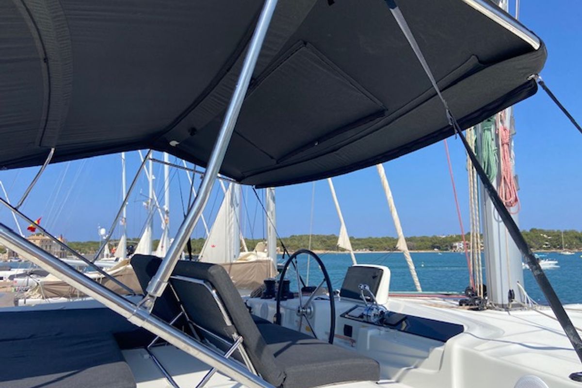 Cockpit of Star of the Seas IV, a Lagoon 46 catamaran at Alameda, United States