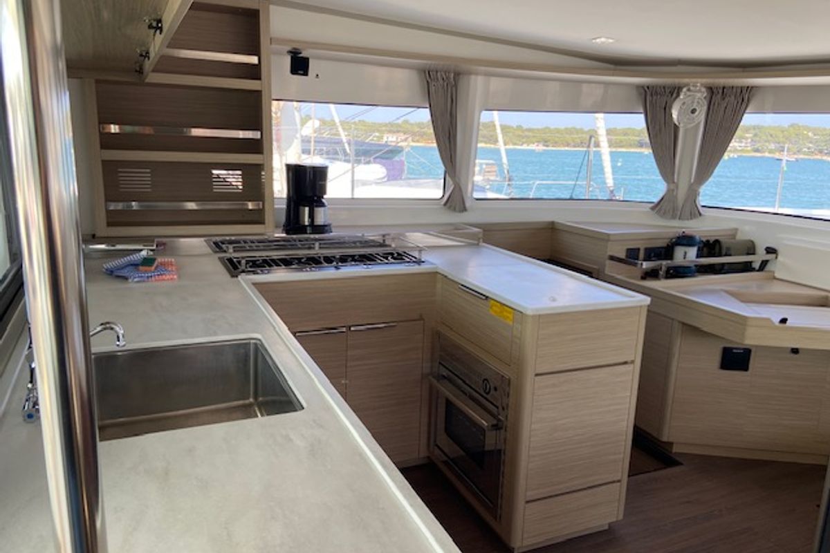 Galley of Star of the Seas IV, a Lagoon 46 catamaran at Alameda, United States