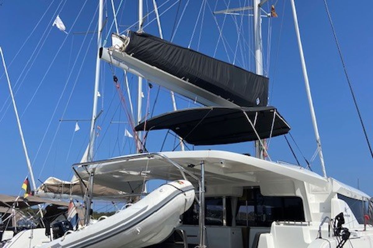 Exterior view of Star of the Seas IV, a Lagoon 46 catamaran at Alameda, United States