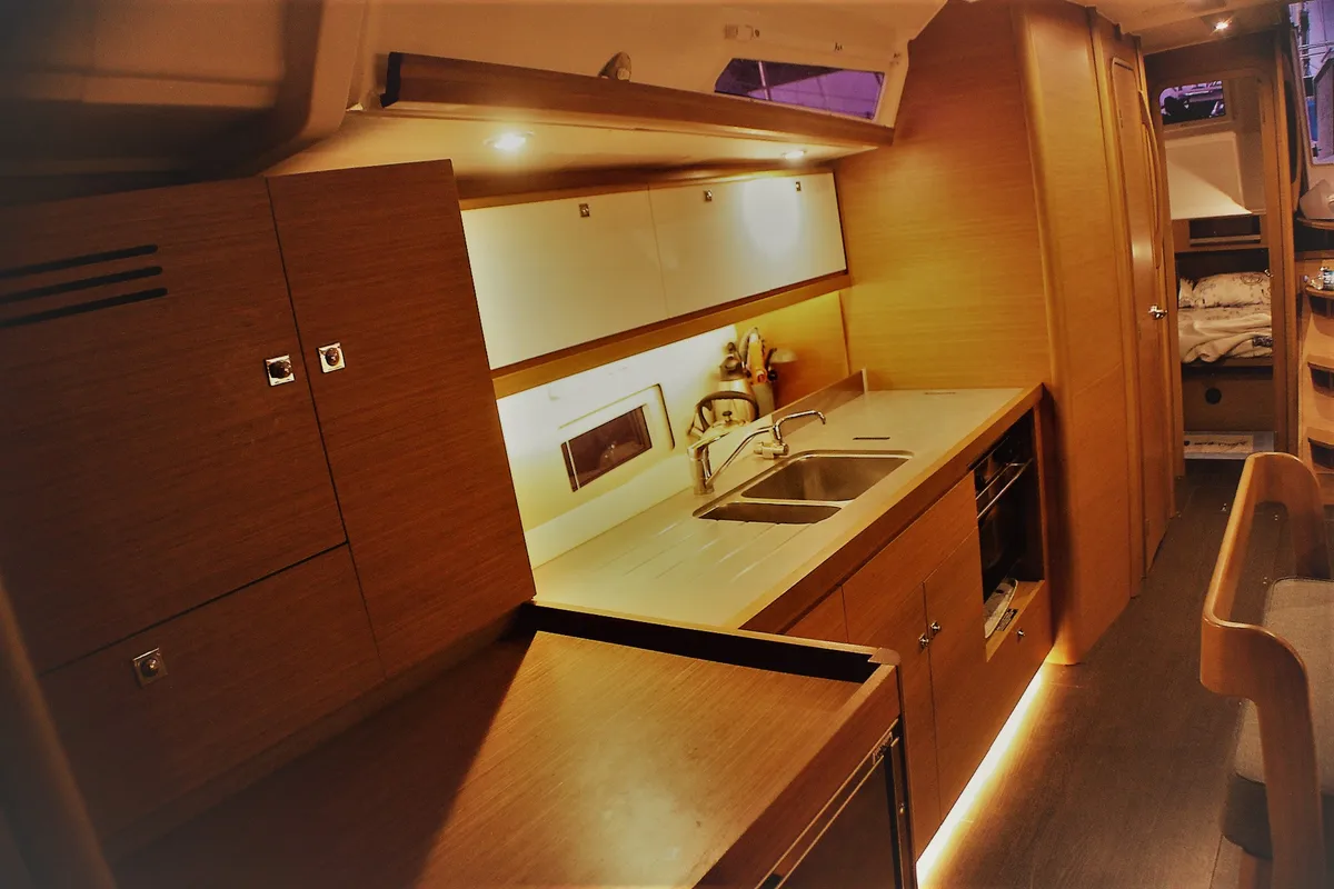 Galley of Esperanza, a Dufour 430 GL sailboat at Marmaris, Turkey